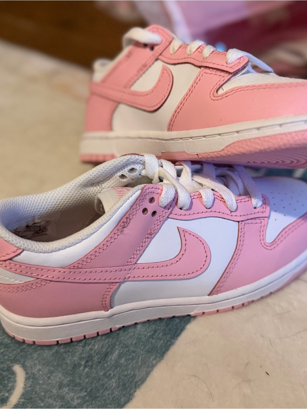 Nike Kids Pink and White Low-Top Sneakers